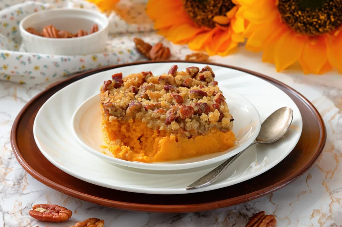 Sweet Potato Casserole with Pecan Streusel Topping