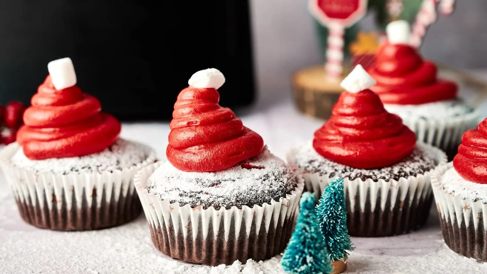 Air Fryer Santa Cupcakes