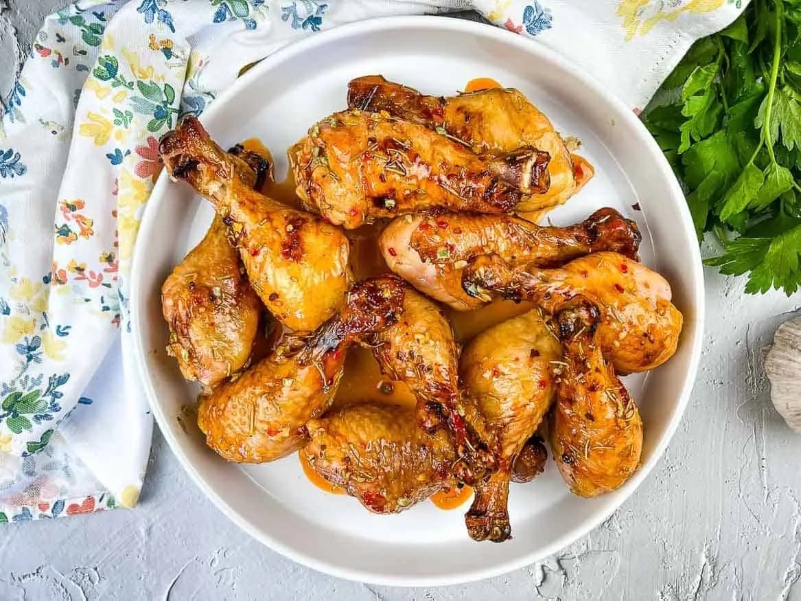 Smoked Chicken Legs with Red Pepper Glaze