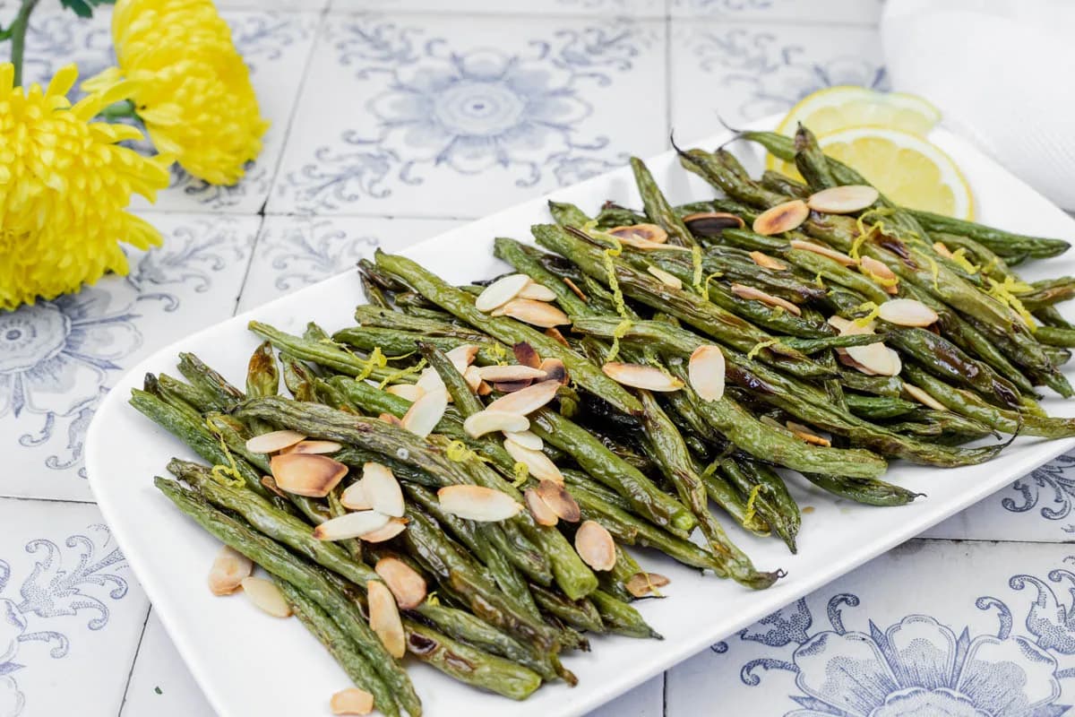Roasted Green Beans with Almonds & Lemon