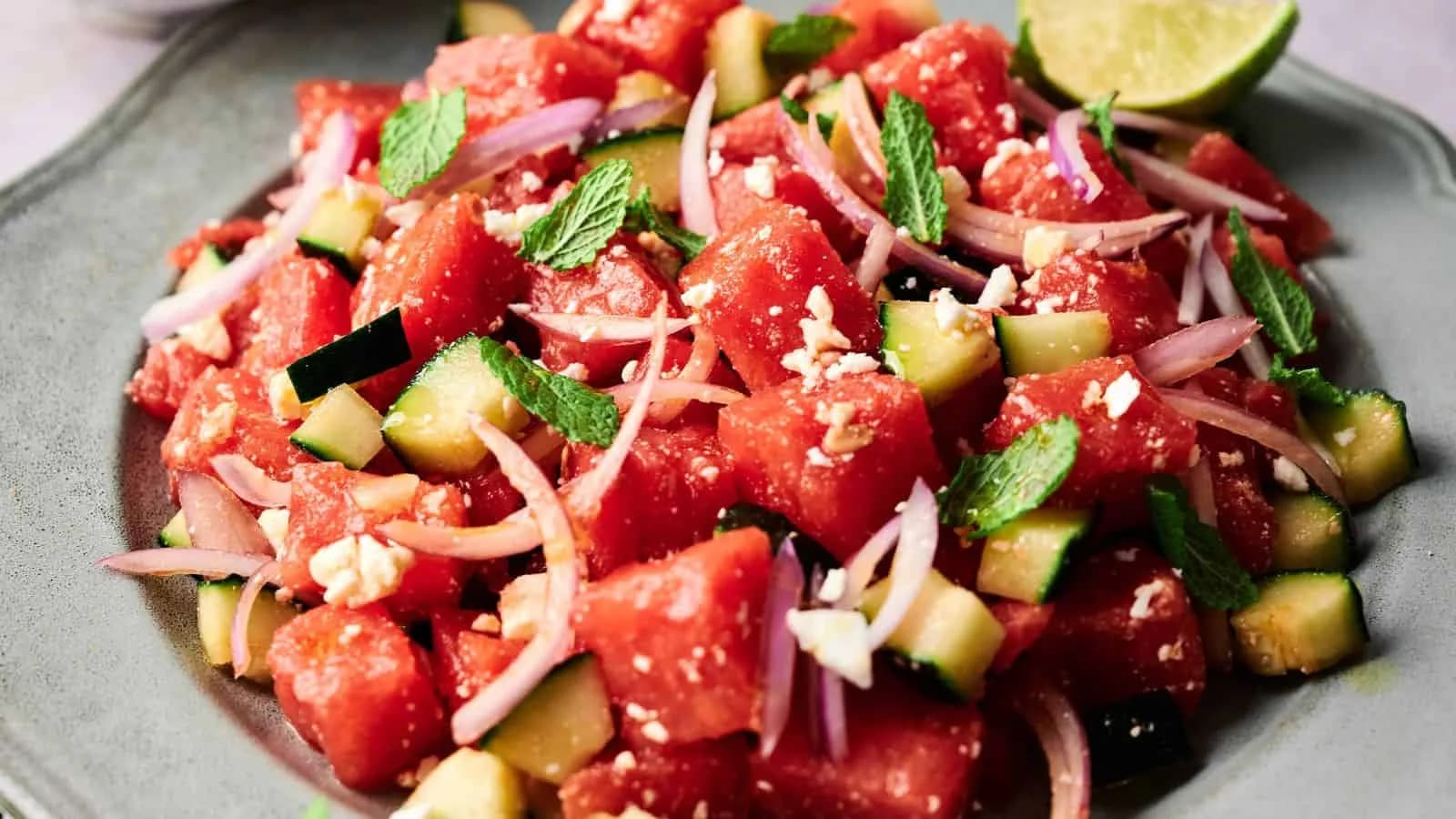 Watermelon Vegan Feta Salad