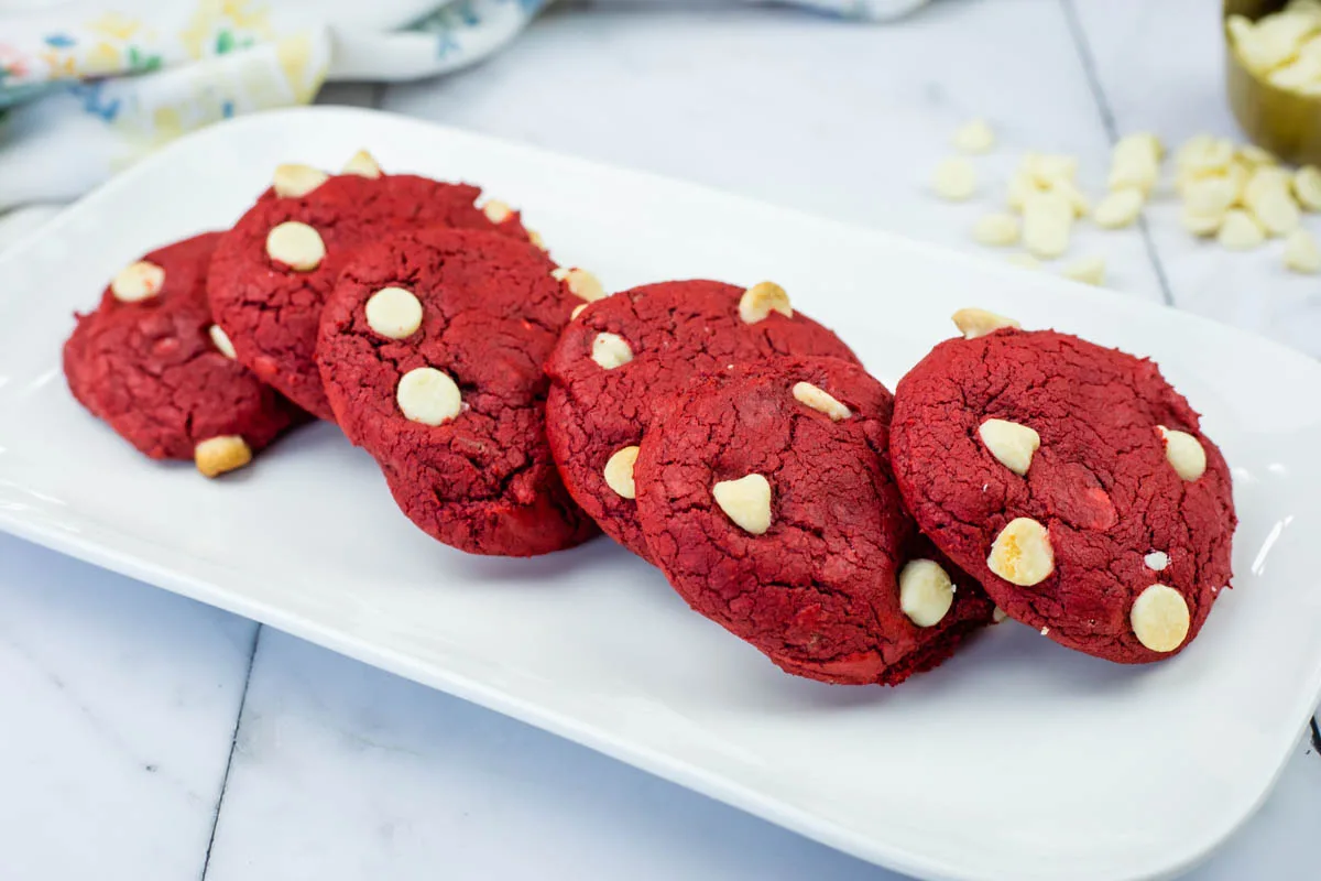 Red Velvet Cake Mix Cookies wi/ White Chocolate Chips
