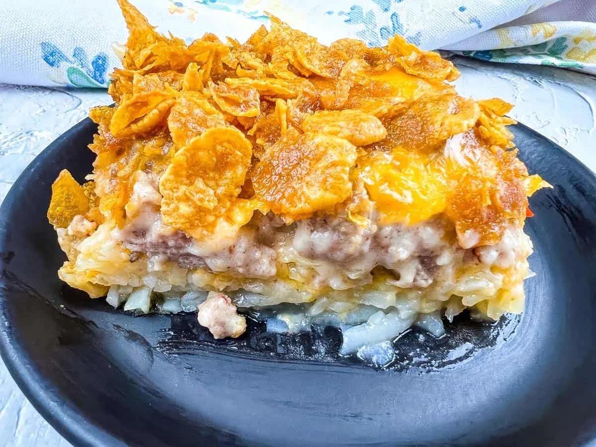 Eggless Breakfast Casserole with Sausage