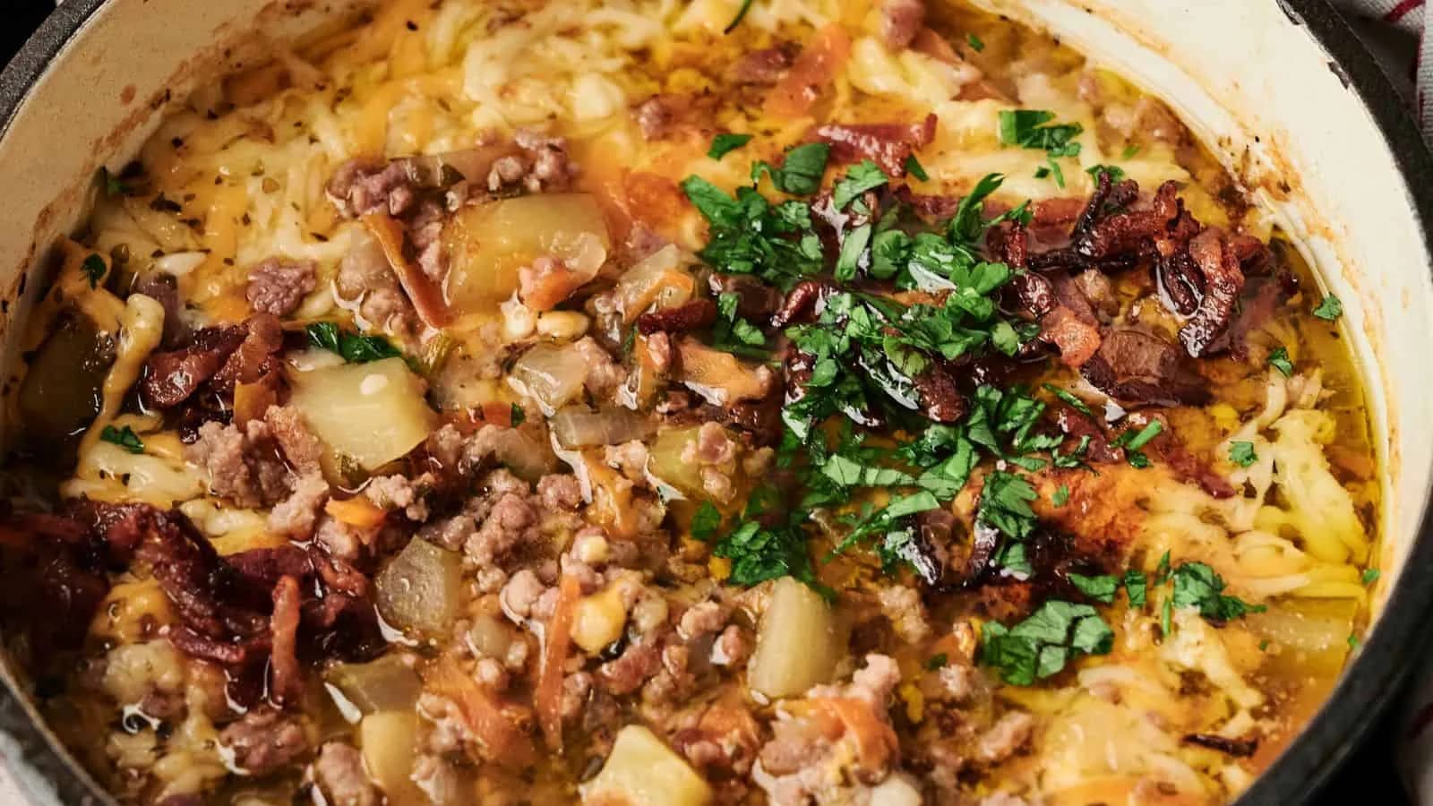 Air Fryer Cheeseburger Soup