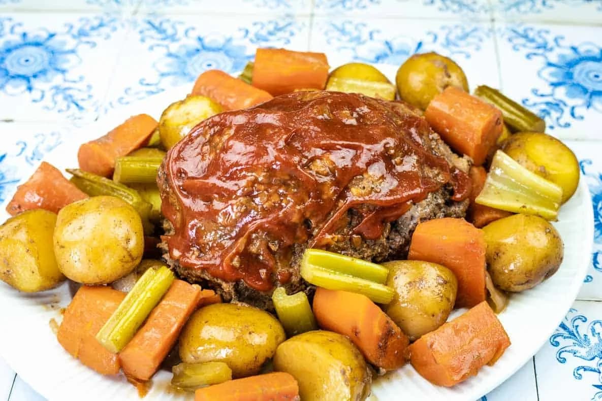Mom’s Stovetop Meatloaf with Braised Vegetables