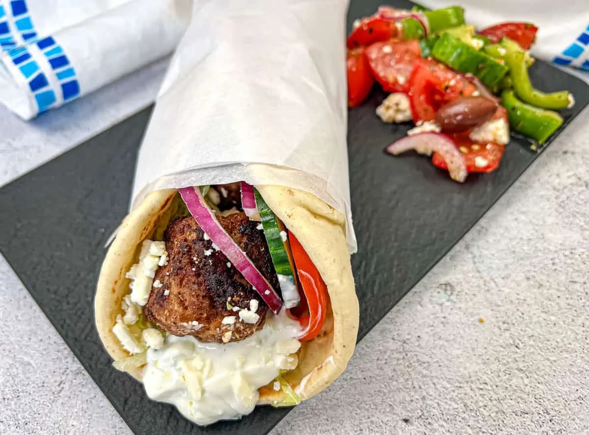 Easy Greek Meatball Pita Sandwich