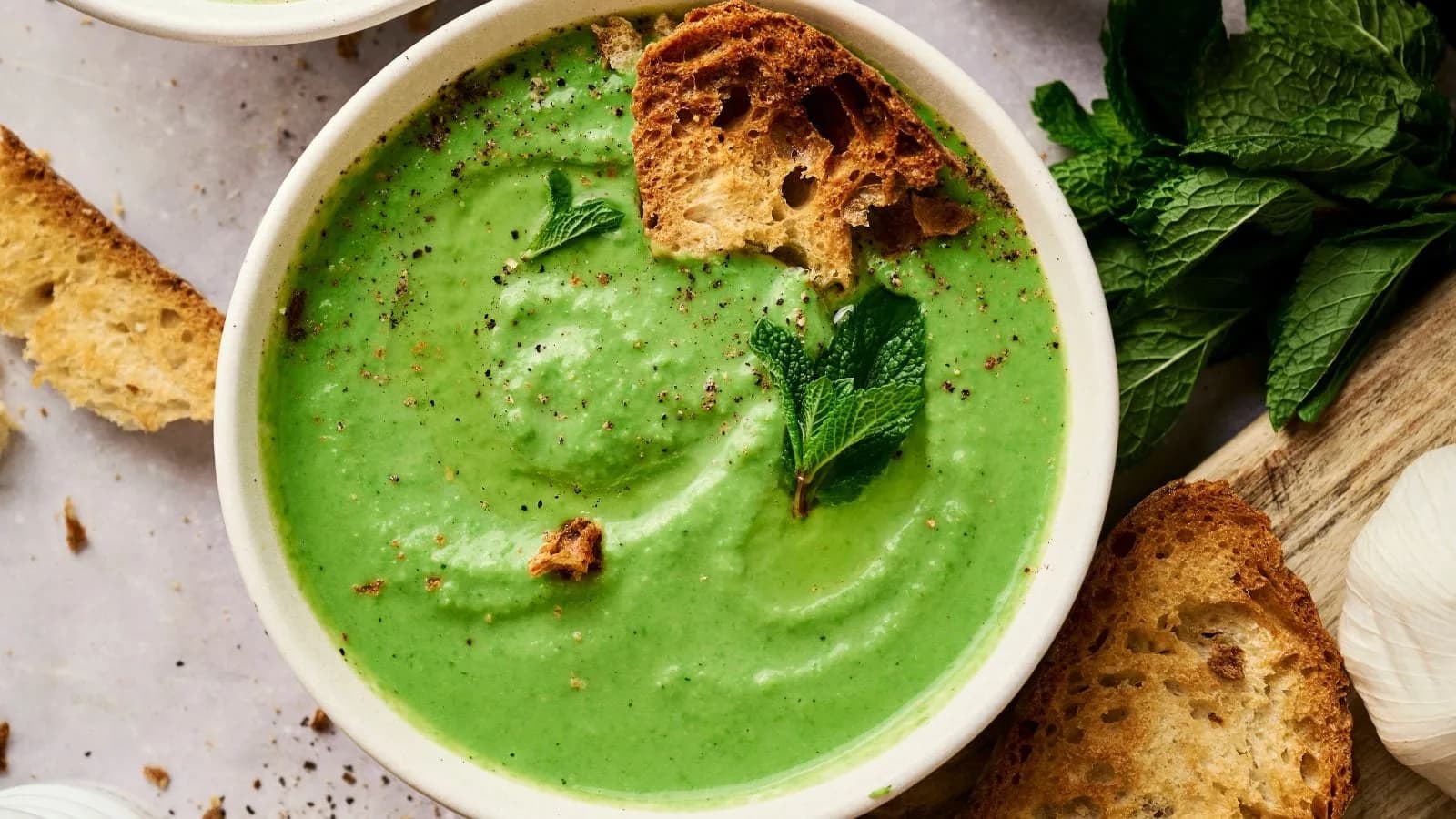 Air Fryer Pea and Mint Soup