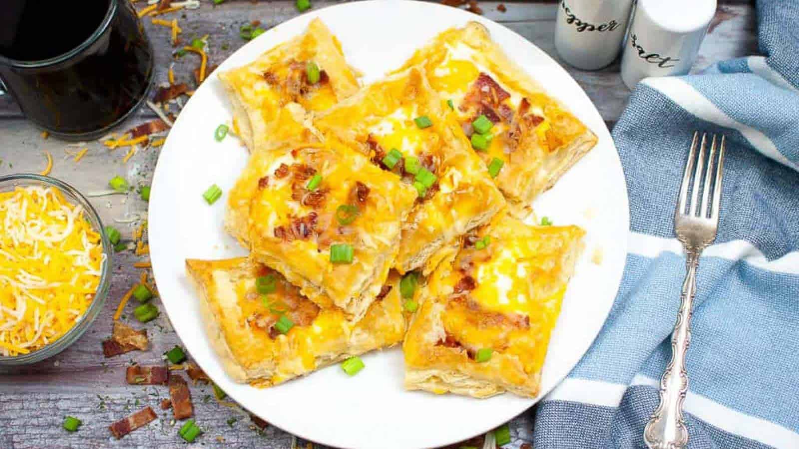 Air fryer breakfast tarts on a white plate.