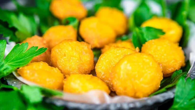 Fried Cheese Balls with parsley.