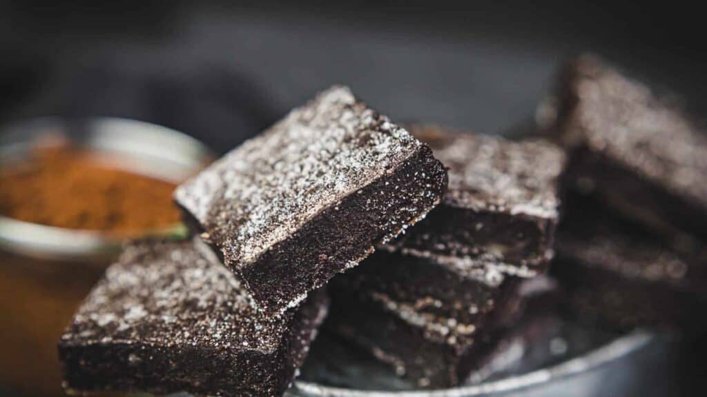 Chocolate Fudge Brownies sprinkled with sweetener.