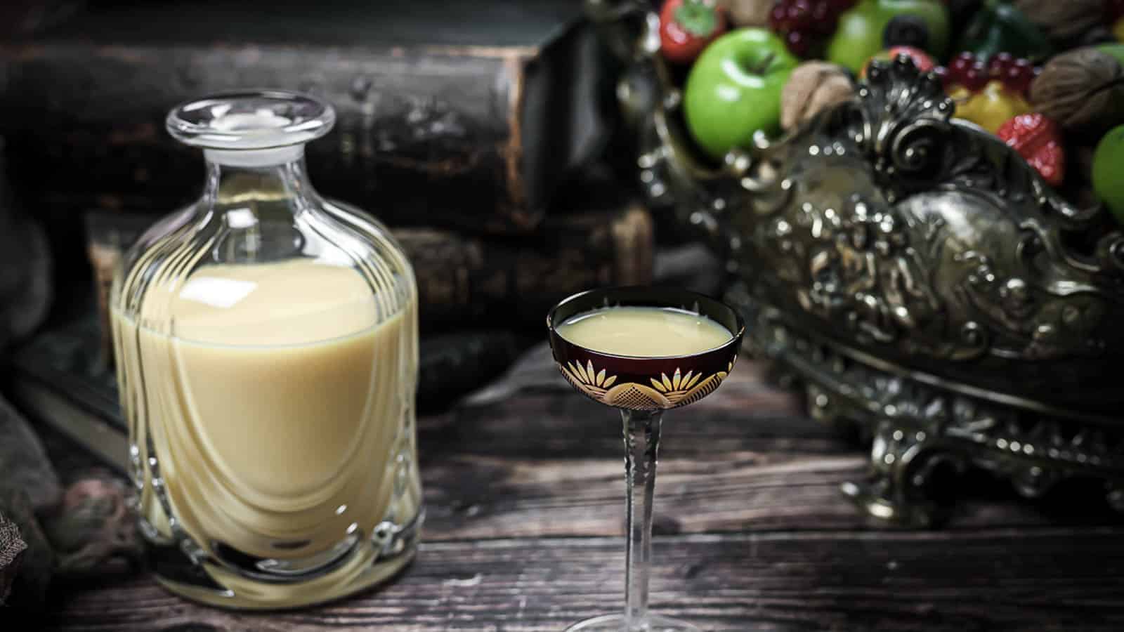 Best Keto Eggnog in a small glass. 