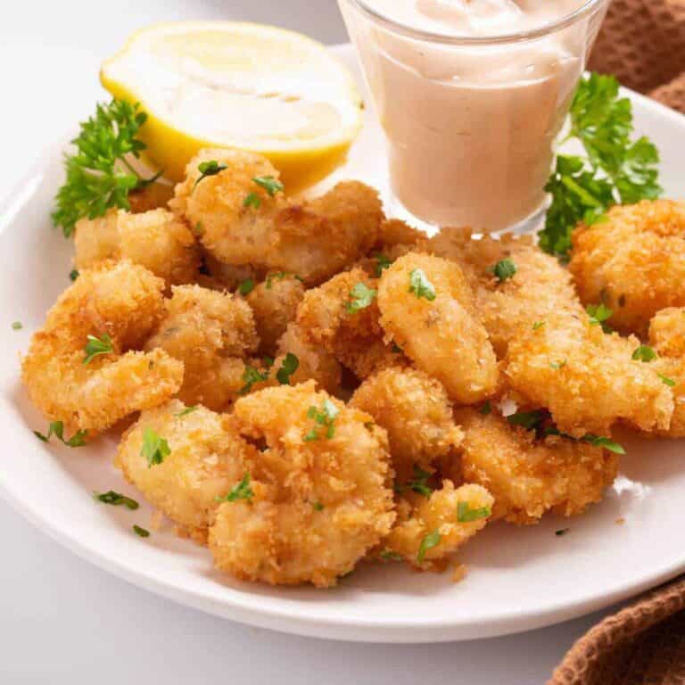 Panko shrimp with dipping sauce.