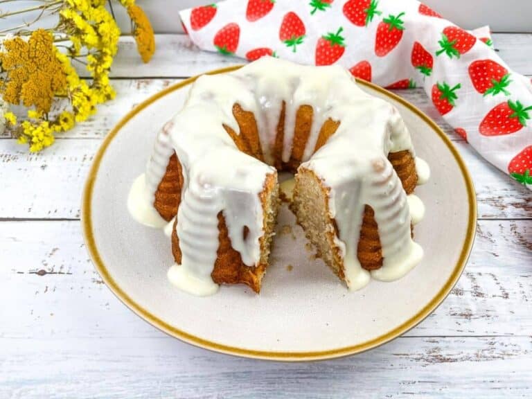 Buttermilk Banana Cake on a platter.