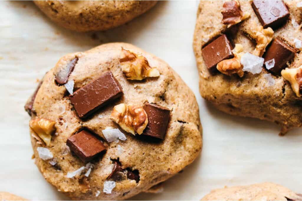 Cookies with walnuts and chocolate chips.