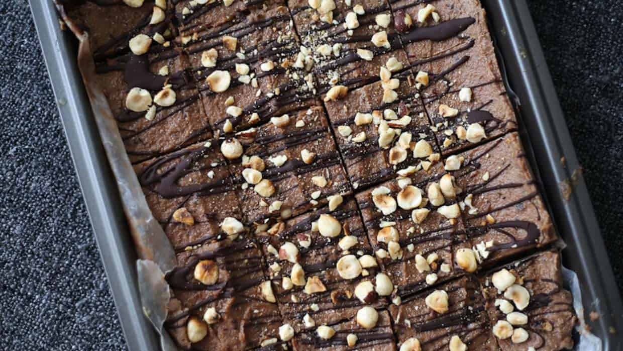 Close up on chocolate hazelnut bars.