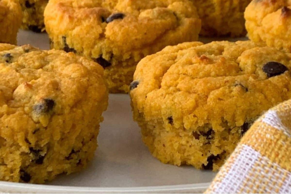 Pumpkin muffins close up.