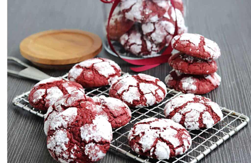 Red velvet crinkle cookies.