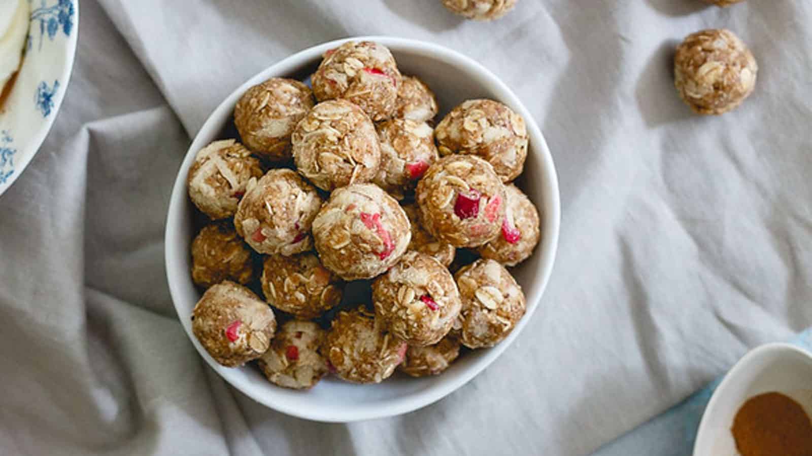 Apple cinnamon cookie bites in a bowl.