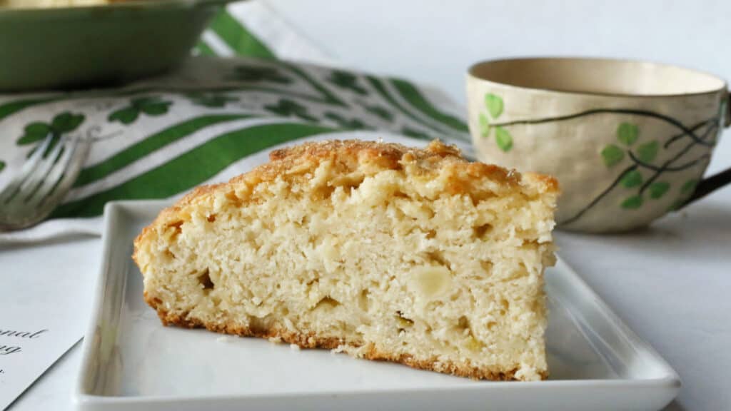 Apple scones on a white plate.