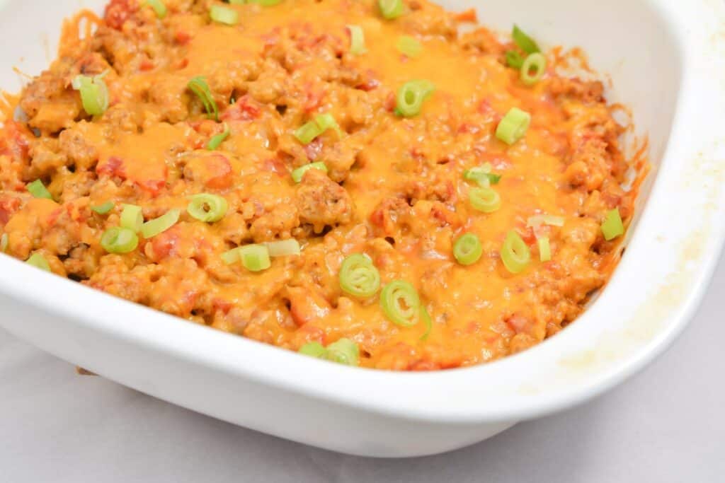 Easy casserole dish with cheese and green onions.
