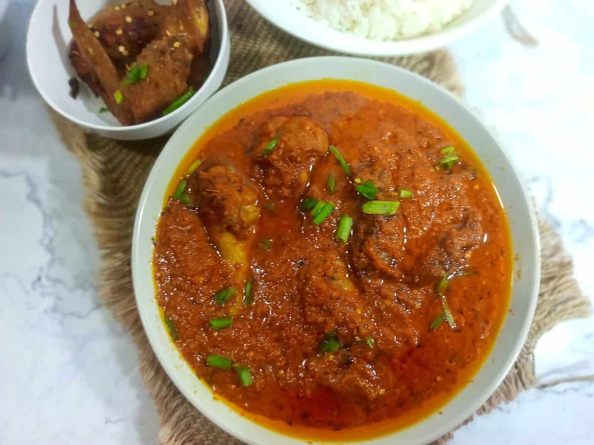 Bowl of Nigerian Chicken Stew.