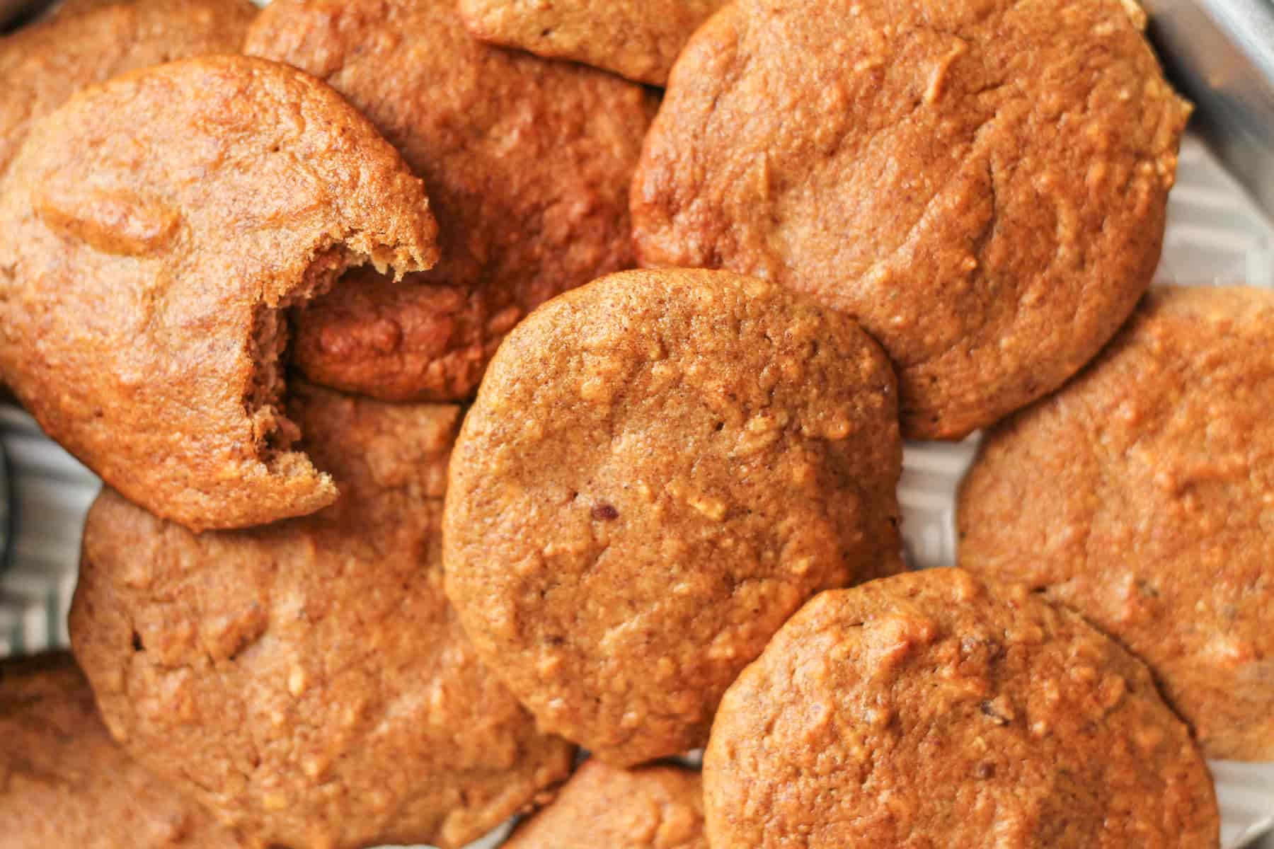 A platter of healthy banana bread breakfast cookies.