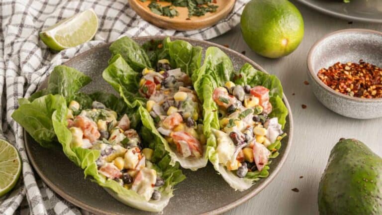 A plate of healthy Mexican Lettuce Wraps