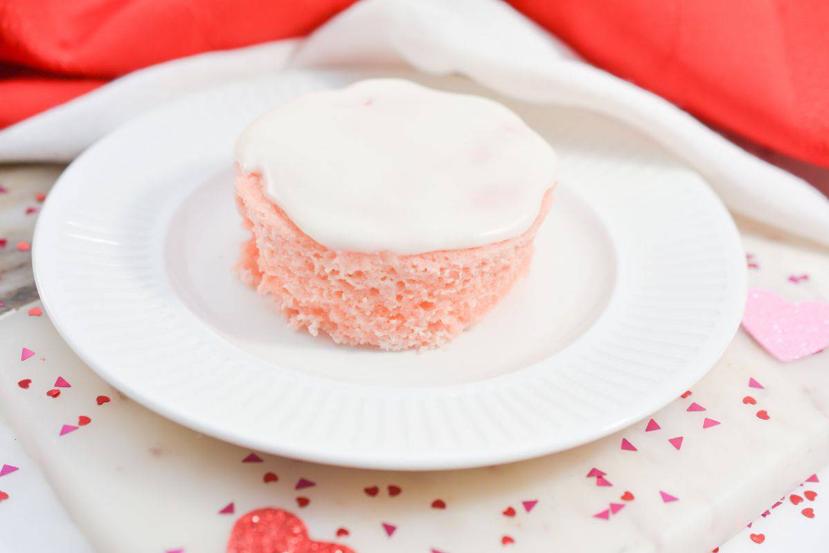 Valentine's day cake on a white plate.