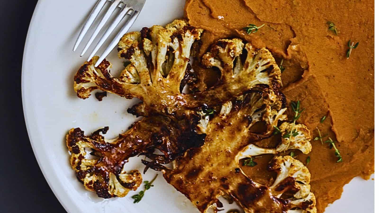 A plate with roasted cauliflower, resembling an ugly recipe.