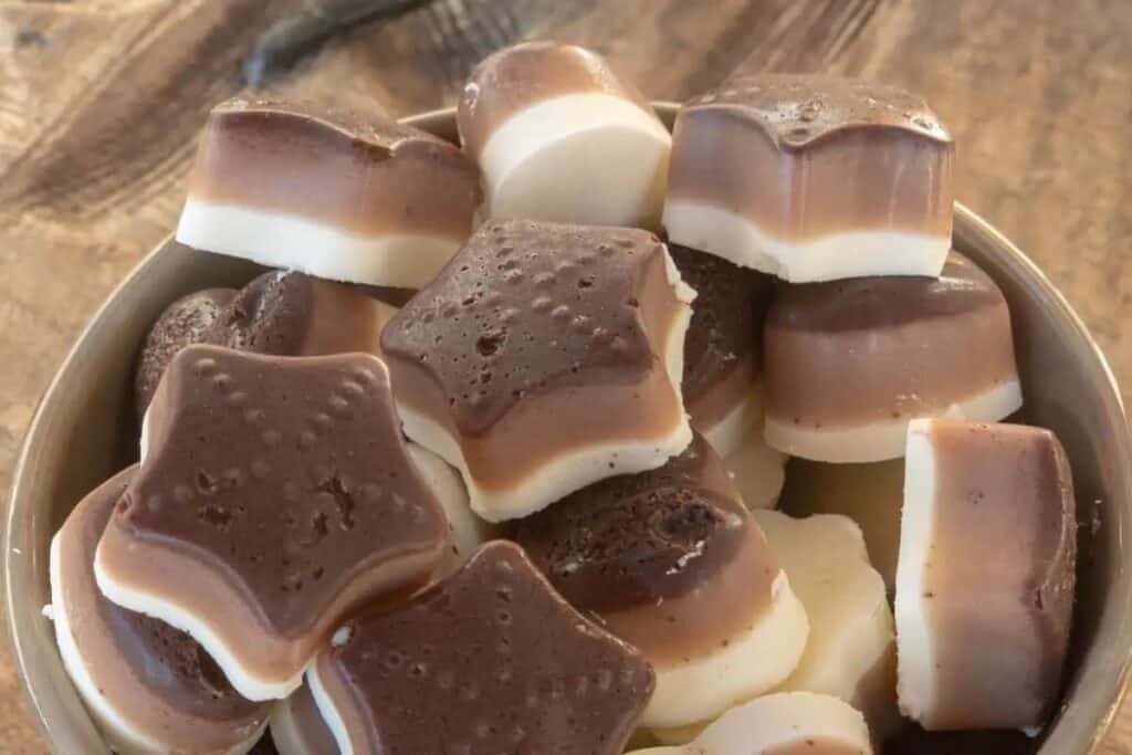 A bowl filled with layered chocolate coffee pops pieces.