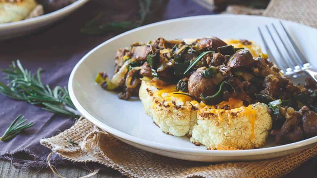 A plate of food on a table.