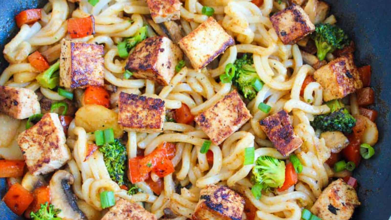 Tofu Vegetable Noodle Stir Fry. Photo Credits: Two City Vegans