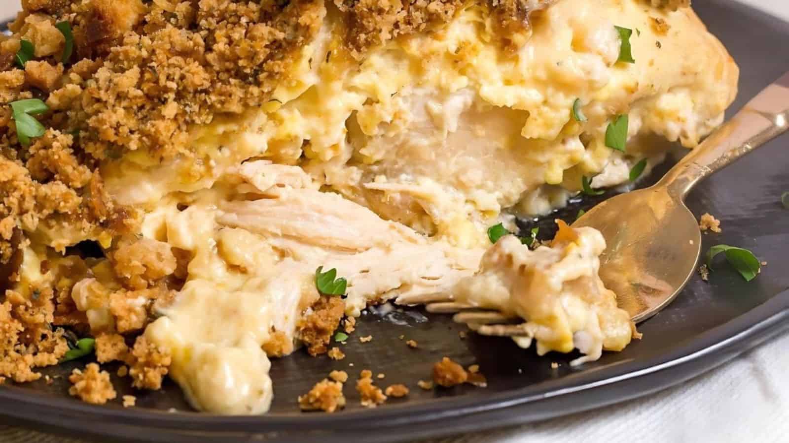 Slow cooker chicken with stuffing made from just four ingredients.